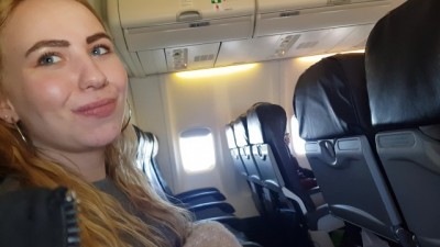 I couldn't wait anymore! Jerking and sucking cock on a public plane.