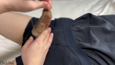タイツで敏感になったちんちんを3回抜き-OL手コキVlog Day6