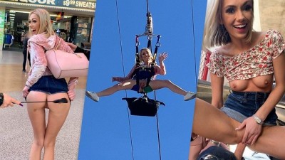 Blonde Teen Sky Pierce Public Sex after Showing Pussy to Crowd POV (+18)