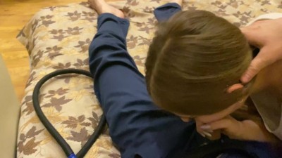 Best Teen Schoolgirl Blowjob after School at a Party, Retired to Watch a Deep Throat Movie (+18)