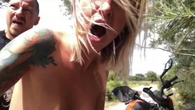 sex with cum swallow, naked on motorcycle