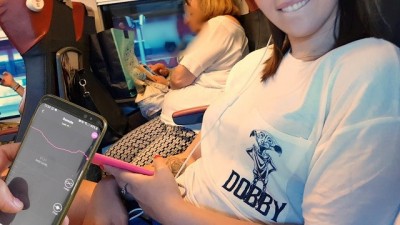 my friend controll my bluetooth dildo on the public train untill I...