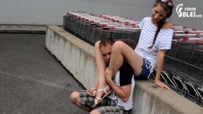 Czech Foot Fetish Unleashed: Parking Lot Voyeur & Big Feet Tease