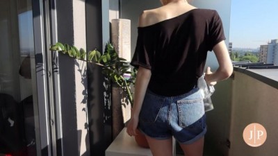 Public Balcony Masturbation: Polish Babe Squirts in the Open!